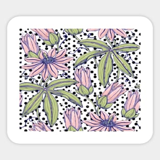 Pink Floral Polka Dot Pattern Sticker